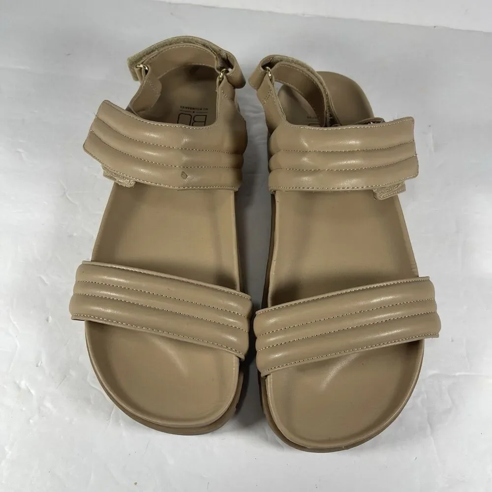 No Boundaries Women's Padded Sport Sandals Tan Beige Size 9 Hook & Loop Strap